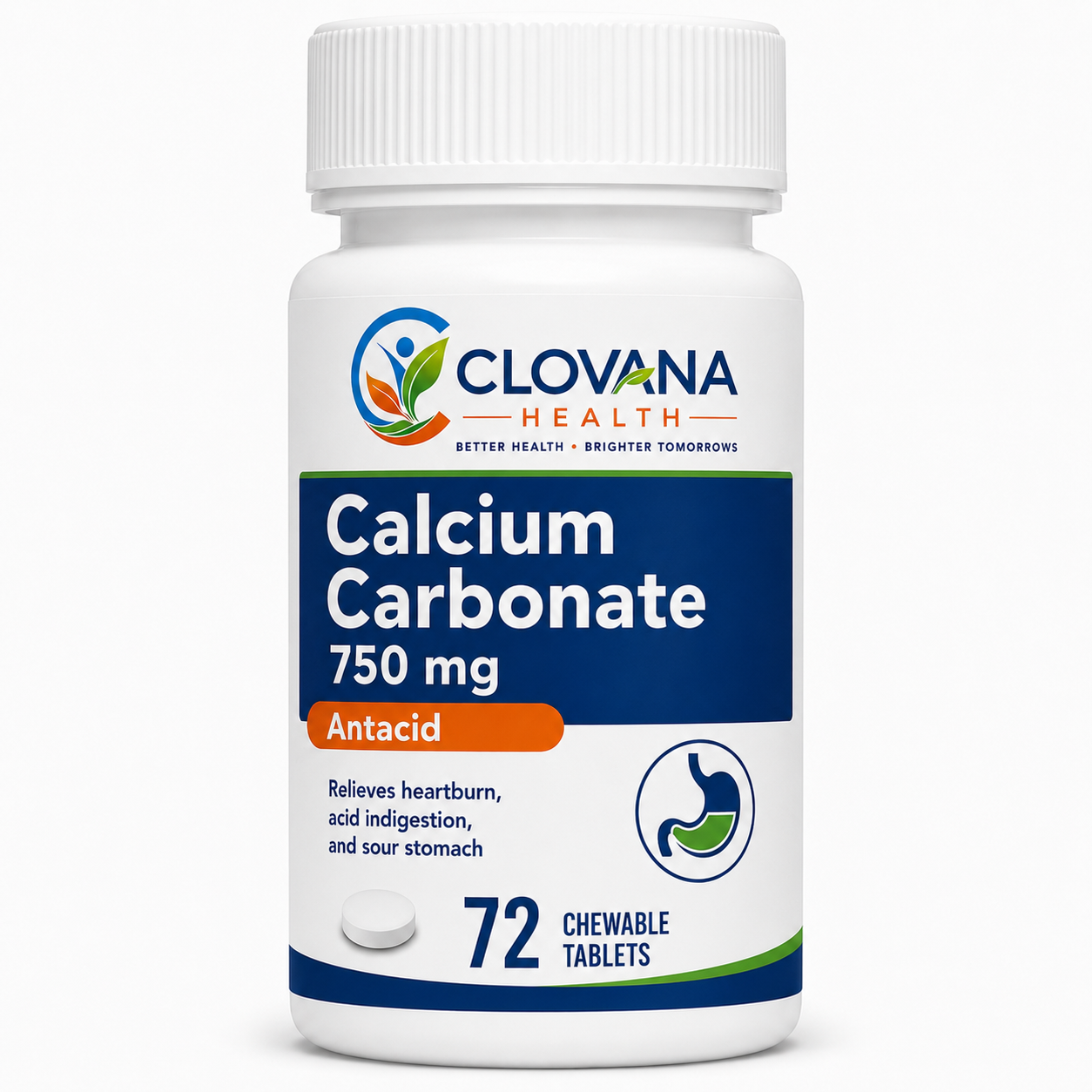 Clovana Health Calcium Carbonate Antacid Calcium carbonate 750 mg · 72 chewable tablets