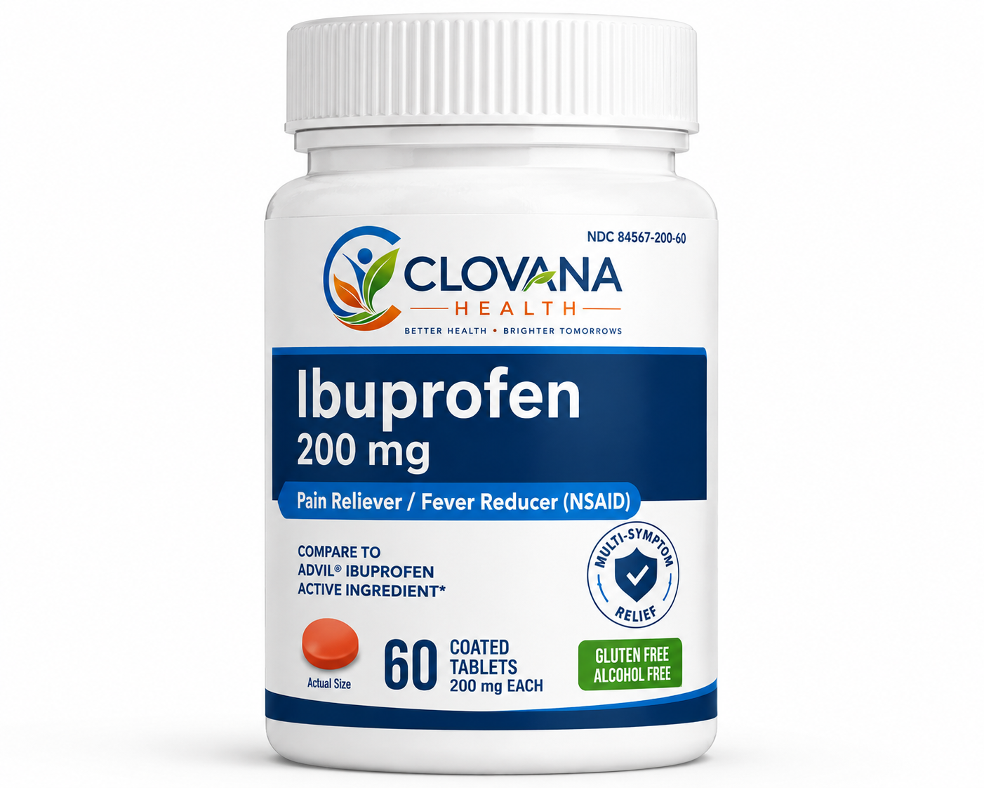 Clovana Health Ibuprofen Tablets Ibuprofen 200 mg (NSAID) · 60 coated tablets