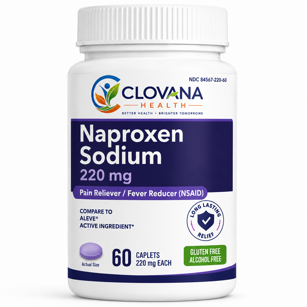 Clovana Health Naproxen Sodium Naproxen sodium 220 mg · 60 caplets