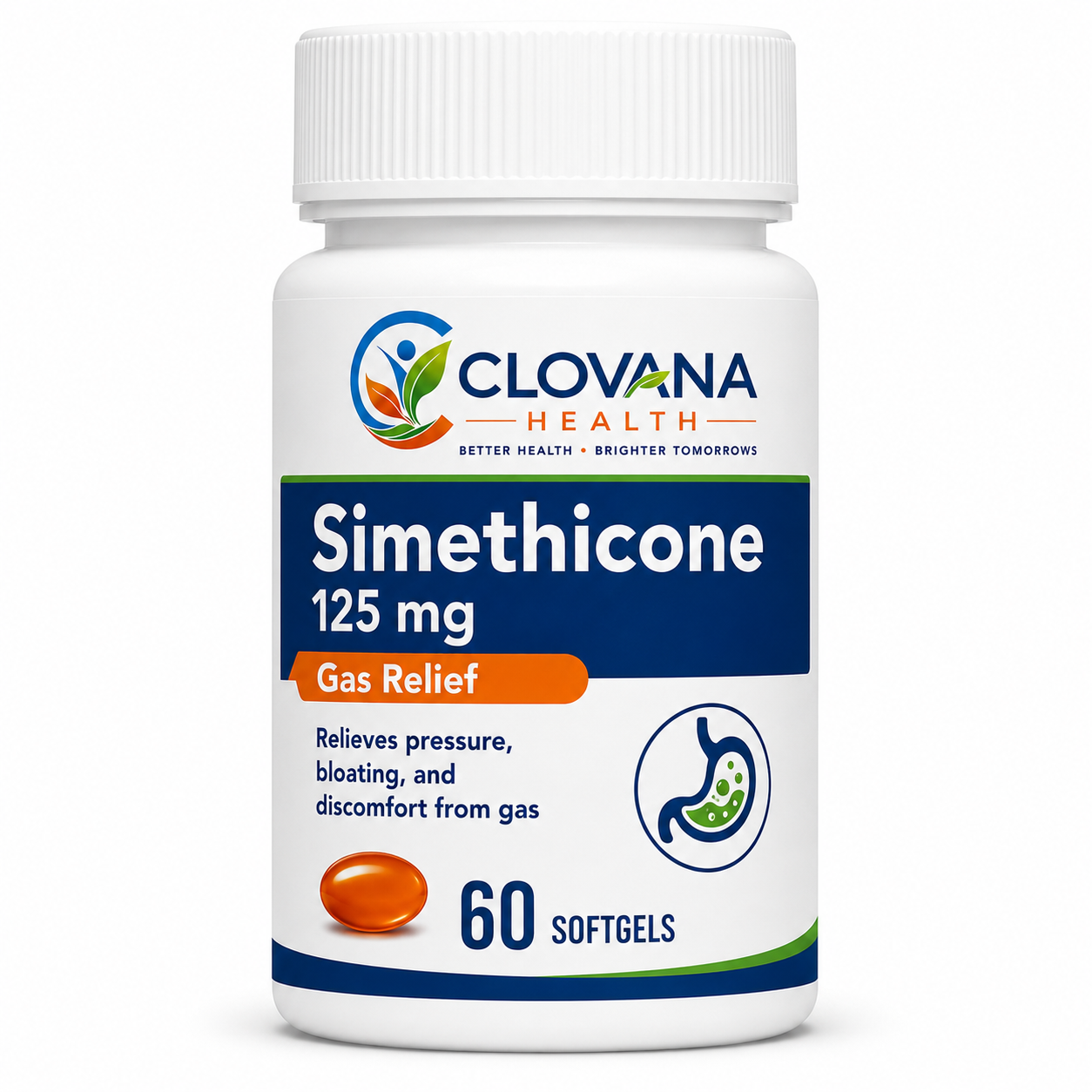 Clovana Health Gas Relief Simethicone 125 mg · 60 softgels
